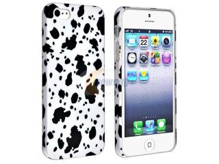Insten Black/ White Splash Ink Snap on Rubber Coated Case Cover + 2 LCD Kit Mirror Film Guard compatible with Apple iPhone 5