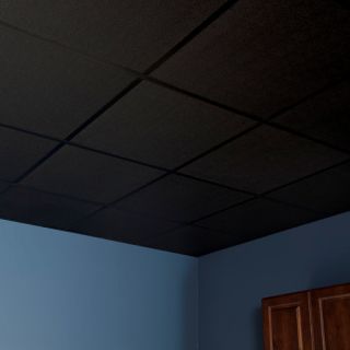Stucco Pro 2 ft.x 2 ft.PVC Lay In Ceiling Tile in Black by Genesis