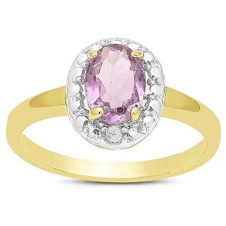 80 Carat TW Oval cut Amethyst and Diamond Accent Ring Gold Plated (IJ