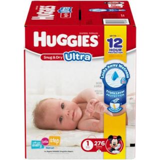 HUGGIES Snug & Dry ULTRA Diapers, Economy Plus Pack, (Choose Your Size)