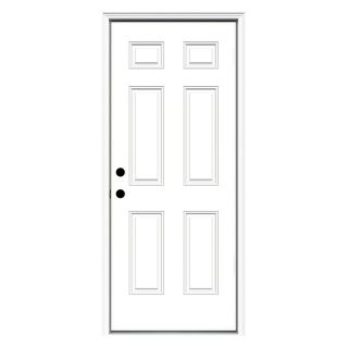 ReliaBilt 6 Panel Insulating Core Right Hand Inswing Primed Fiberglass Prehung Entry Door (Common 32 in x 80 in; Actual 33.5 in x 81.75 in)