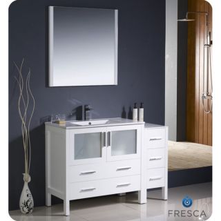 Fresca Torino 48 inch White Modern Bathroom Vanity with Side Cabinet