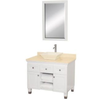 Wyndham Collection Premiere 36 in. Vanity in White with Marble Vanity Top in Ivory with Bone Porcelain Sink and Mirror WCV500036WHIVD28BN
