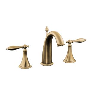KOHLER Finial Vibrant Brushed Bronze 2 Handle Widespread WaterSense Bathroom Faucet (Drain Included)