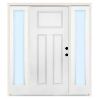 Steves & Sons 72 in. x 80 in. Premium 3 Panel Left Hand Primed Steel Prehung Front Door w/ 16 in. Clear Glass Sidelite and 4 in. Wall ST30 PR S16CL 4LH