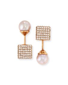 Vita Fede Double Cubo Crystal Pearl Earrings