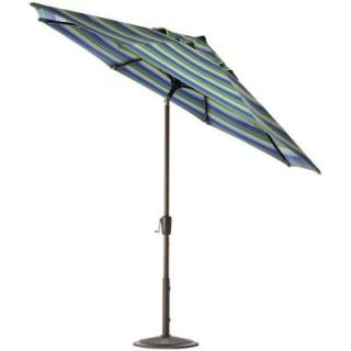 Home Decorators Collection 11 ft. Auto Tilt Patio Umbrella in Seaside Seville Sunbrella with Bronze Frame 1549710330