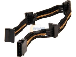 Silverstone PP07 BTSBG One 4pin to Four SATA Connectors Sleeved Extension Power Supply Cable Black & Gold
