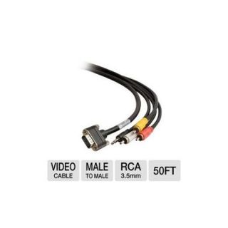 Cables To Go 40183 VGA HD15 Cable   50ft, CMG Rated, HD15 SXGA, Composite Video, Stereo Audio, 3.5mm, Male to Male, Low