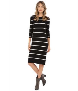 kensie Soft Cotton Blend Stripe Dress KSDK7890 Black Combo