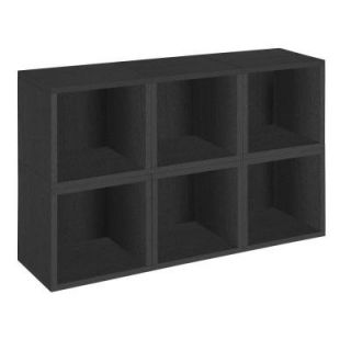 Way Basics zBoard Eco 40.2 in. x 25.6 in. Black Stackable Modular 6 Cube Storage PS MC 6 BK