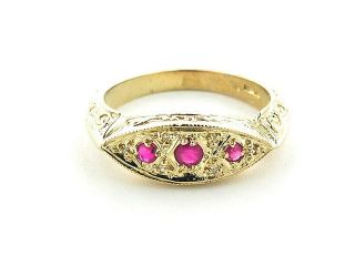 Solid English Yellow 9K Gold Ladies Brilliant Ruby & Diamond Boat Ring   Size 8.5   Finger Sizes 5 to 12 Available