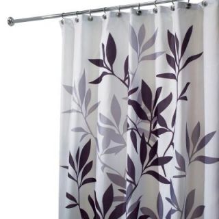 interDesign Leaves Shower Curtain in Black and Gray 35620