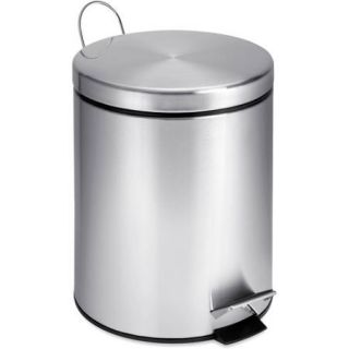 Honey Can Do 1.3 Gallon Round Step Trash Can, Stainless Steel