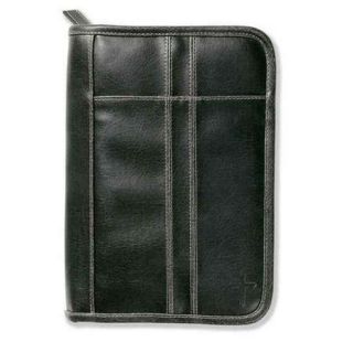 Distressed Leather Look Black with Stitching Accent Large