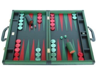 Zaza & Sacci Leather Backgammon Set   Model ZS 888   Large   Green