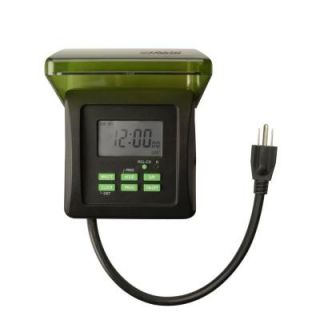 Woods 7 Day Digital Outdoor Heavy Duty Timer 2 Outlet   Black 50015