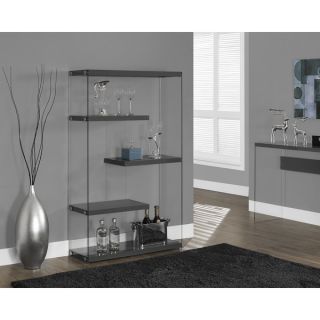 Glossy Grey and Tempered Glass 60 inch Bookcase