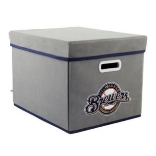 MyOwnersBox MLB STACKITS Milwaukee Brewers 12 in. x 10 in. x 15 in. Stackable Grey Fabric Storage Cube 12200MIL