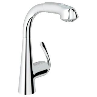 GROHE Ladylux 3 Plus Main Single Handle Pull Out Sprayer Kitchen Faucet in Starlight Chrome 33 893 000