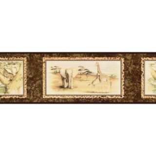 The Wallpaper Company 9 in. x 15 ft. Black and Brown African Animals Border DISCONTINUED WC1283005