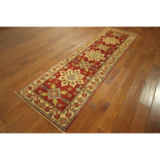 Hand knotted New Unique Snowflake Design Kazak Runner Red Wool Rug (12