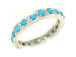 High Quality Solid Sterling Silver Natural Turquoise Full Eternity or Stackable Ring   Size 9.5   Finger Sizes 5 to 10 Available