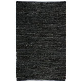 Hand Woven Matador Black Leather Rug (10 x 14)