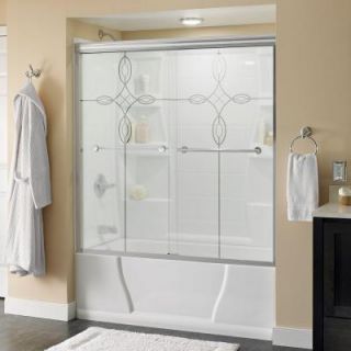 Delta Lyndall 59 3/8 in. x 58 1/8 in. Semi Frameless Sliding Tub Door in Chrome with Tranquility Glass 158766