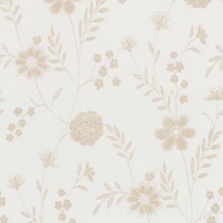 Beige Floral Silhouette Wallpaper