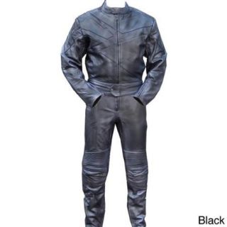 2 piece Motorcycle Riding Racing Track Suit/ Padding All Leather Drag Suit All Black Size Large