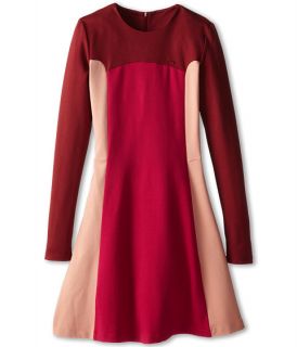 Fendi Kids Milano Fabric Tonal Panel Dress Big Kids Burgundy