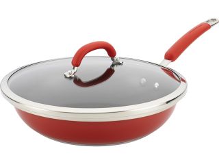 Rachael Ray  77668  Stainless Steel Nonstick 12 Inch Covered Deep Skillet, Red