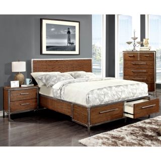 Furniture of America Anye 2 Piece Industrial Style Dark Oak Bed and