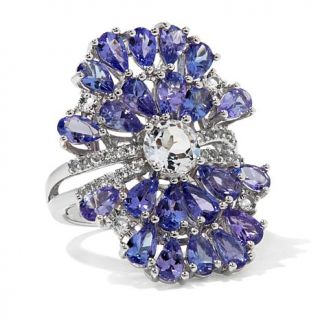 Victoria Wieck 4.73ct Tanzanite and White Topaz "Floral" Sterling Silver Ring   7817690
