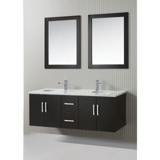 ICA Furniture Zora 59 inch Marble Top Espresso Modern Bathroom Vanity