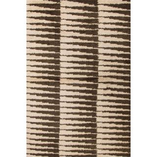 Handmade Ivory/ Brown Wool Ultra Plush Rug (8 x 10)  