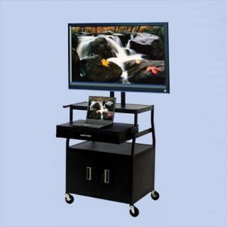 VTI Wide Body 52" Flat Panel TV Cart with Front/Back Cabinet and Drawer