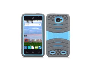 ZTE Zephyr Z752C Hard Cover and Silicone Protective Case   Hybrid Dark Gray/ Blue With Stand