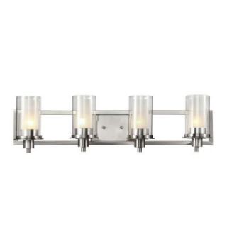 Bel Air Lighting Cabernet Collection 4 Light Brushed Nickel Bath Bar Light with Frosted Inner Glass Shade 20044