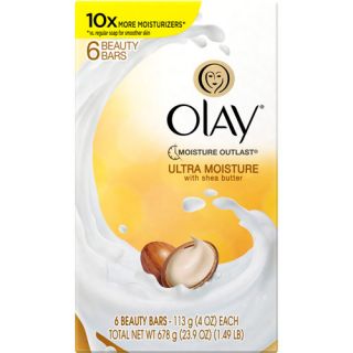 Olay Ultra Moisture with Shea Butter Cleanser Beauty Bar Soap, 4 oz, 6 count