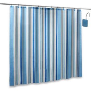 Elegant Home Fashions 13 Piece Shower Curtain and Hook Set in Blue with Light Blue hooks DISCONTINUED 12026/12453