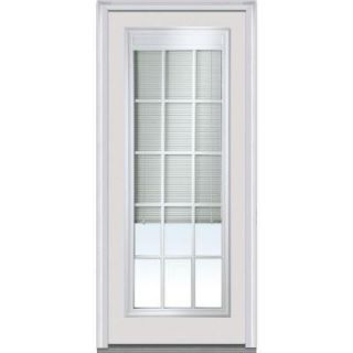 Milliken Millwork 36 in. x 80 in. Internal Mini Blinds Clear Glass Full Lite Primed Fiberglass Smooth Prehung Front Door with Muntins EFS689BLIMFS30R