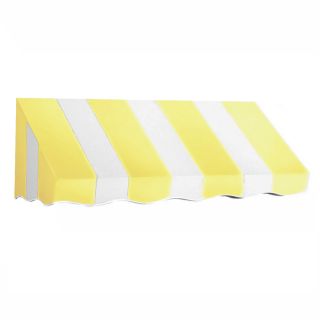 Awntech 76.5 in Wide x 30 in Projection Yellow/White Stripe Slope Low Eave Window/Door Awning