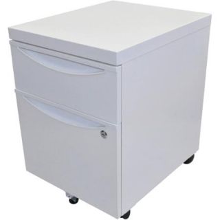 Luxor White Mobile Pedestal File Cabinet with Locking Drawer