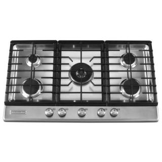 KitchenAid Architect Series II 36 in. Gas Cooktop in Stainless Steel with 5 Burners including 18000 BTU Dual Tier Burner KFGS366VSS