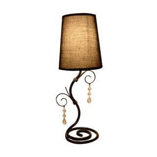 Simple Designs 18.5 in Black Indoor Table Lamp with Fabric Shade