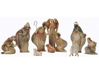 10 Piece Inspirational Ceramic Christmas Nativity Figure Set
