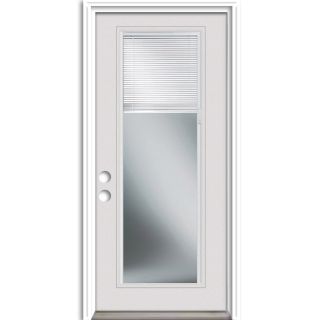 ReliaBilt French Insulating Core Blinds Between The Glass Full Lite Left Hand Inswing Primed White Steel Prehung Entry Door (Common 32 in x 80 in; Actual 33.5 in x 81.75 in)