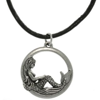 CGC Pewter Mens Eagle Arrowhead Black Leather Cord Necklace